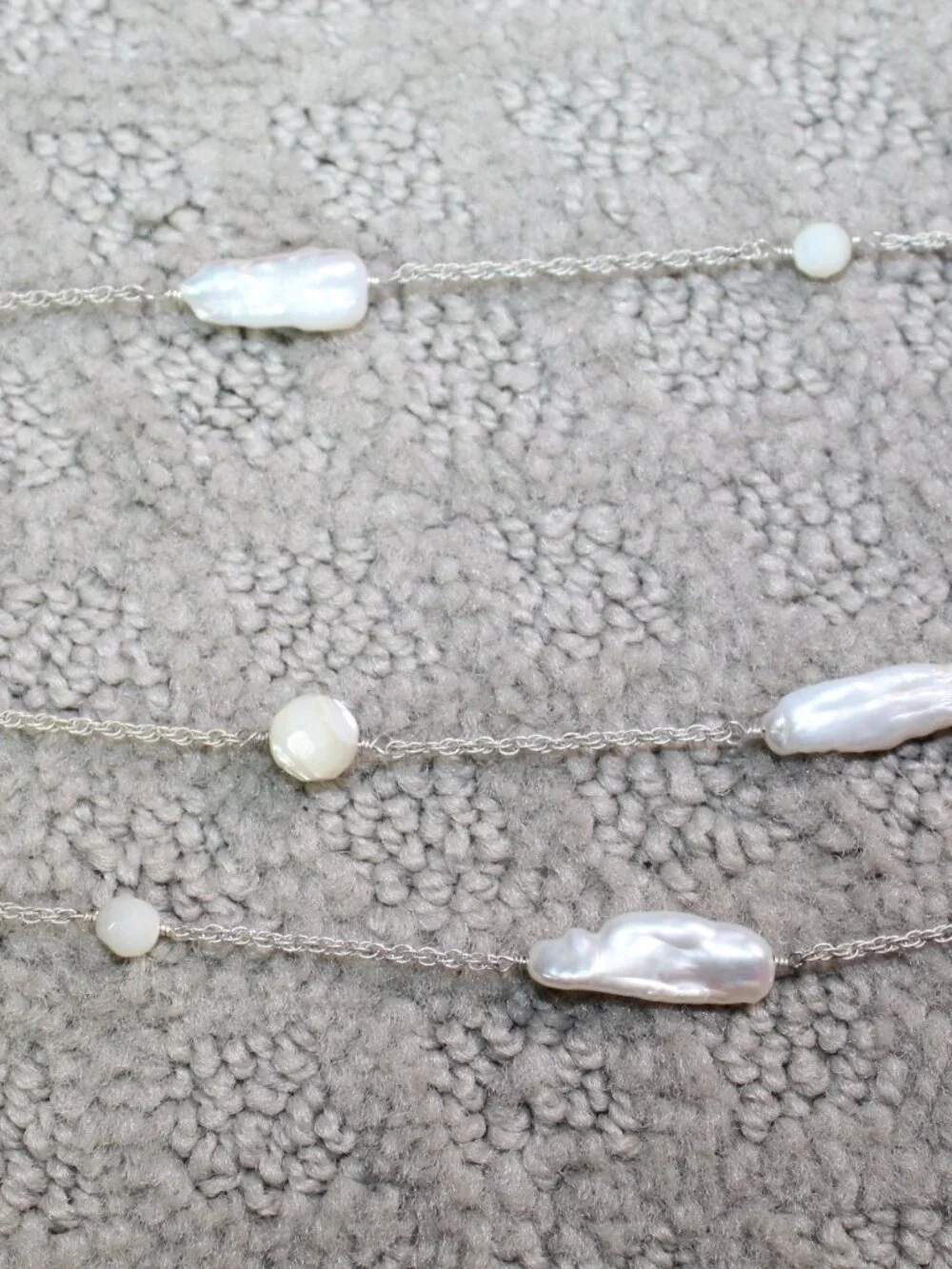 Triple Strand Fresh water Pearl Necklace Adjustable 17